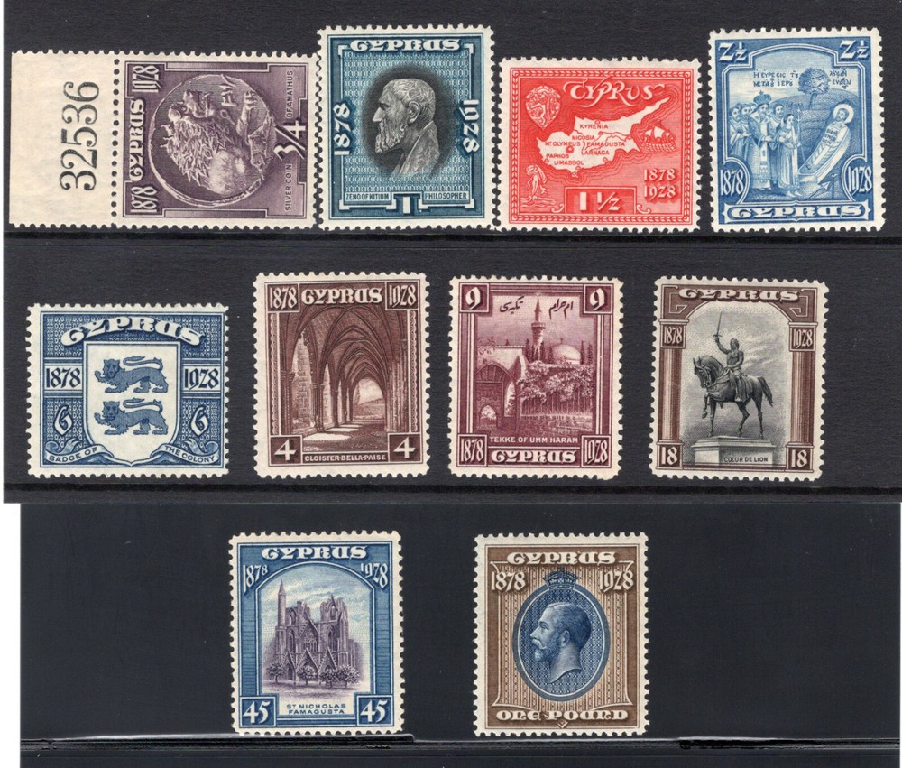 1928 Cyprus. SC#114-123. SG#123-132. Mint, Lightly Hinged, VF.