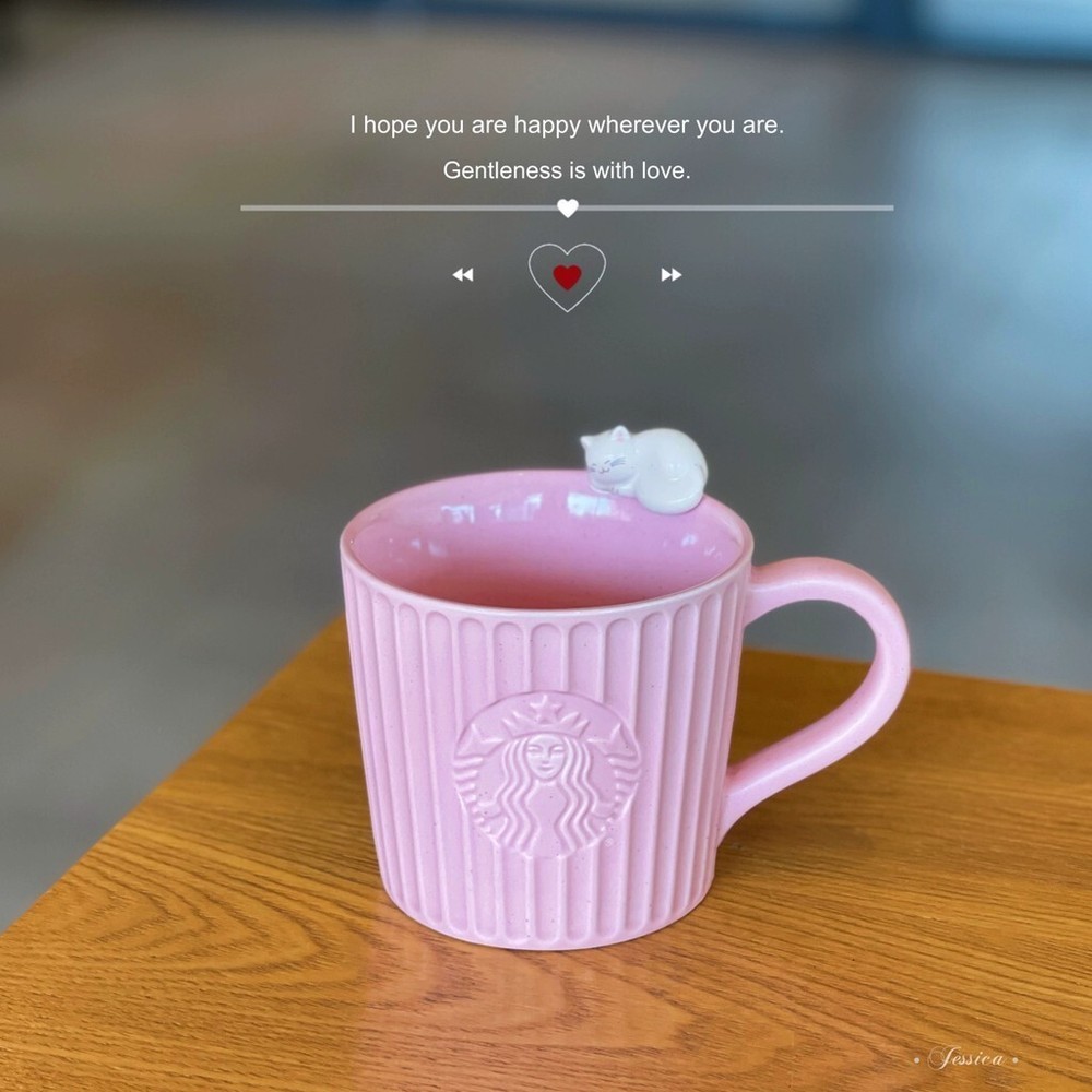 Starbucks Cup Pink Three-dimensional Cat Ceramic Cup Office Desktop Drinking Cup