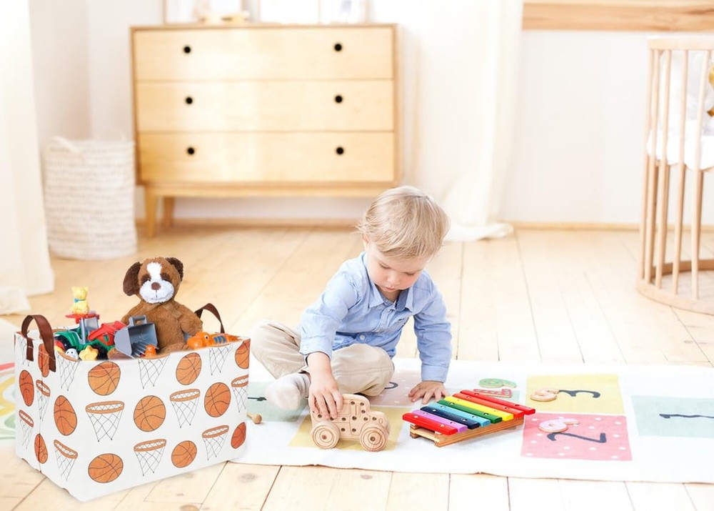 Rectangular Basketball Basket for Kids Waterproof PE Coating Boys Bin