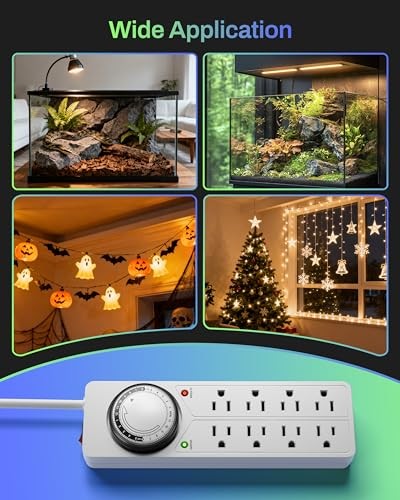 8 Outlet Surge Protector with Mechanical Timer (4 Outlets Timed, 4 Home