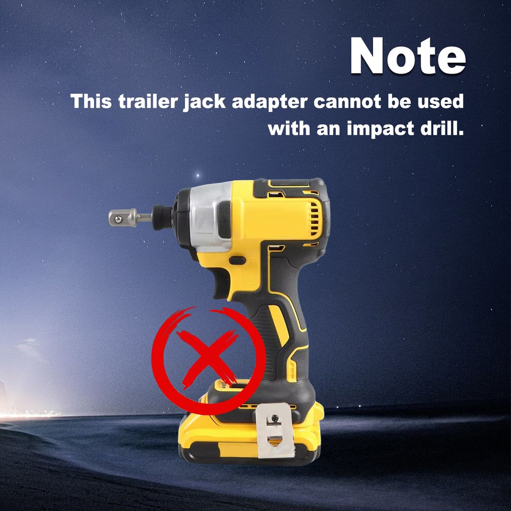 Trailer Jack Electric Drill Adapter With 1/2 In Socket Bits Stainless Steel US