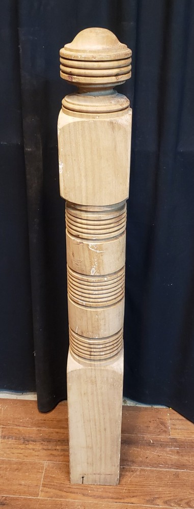 Restored Ornate Solid Oak Newel Post 50 1/4" by 5 3/4" GA9714