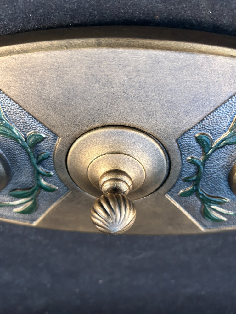 1920-30s Iron 2 Light Flush Mount Fixture