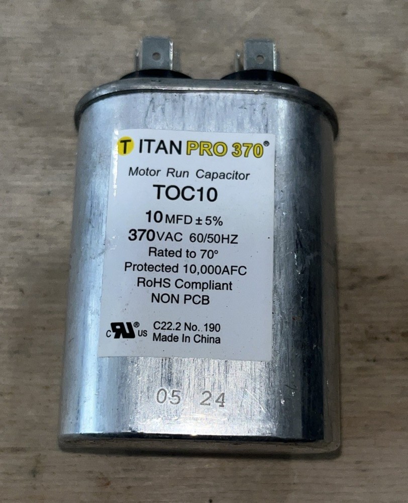 TITAN PRO TOC10 Capacitor 10 MFD 370 VAC USED **TESTED**