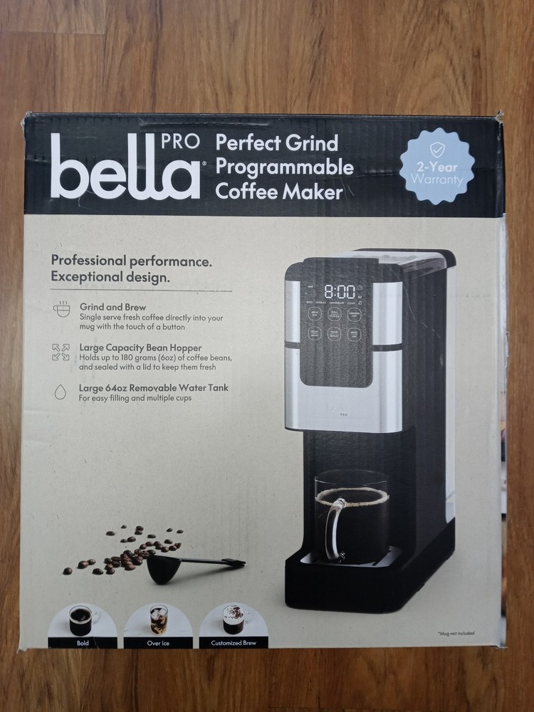 Bella Pro 90273 Perfect Grind Programmable Coffee Maker Grinder