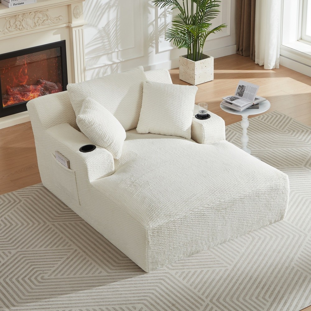 Oversized Sleeper Sofa Chaise Lounge with Floor Armrests No Assembly Required