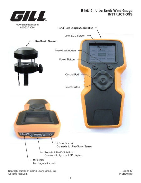 Gill Athletics Anemometer and Handheld Components (Wind)