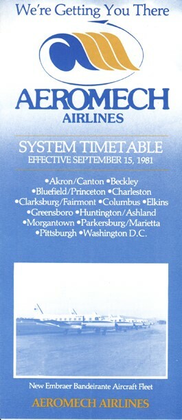 Aeromech Airlines timetable 1981/09/15