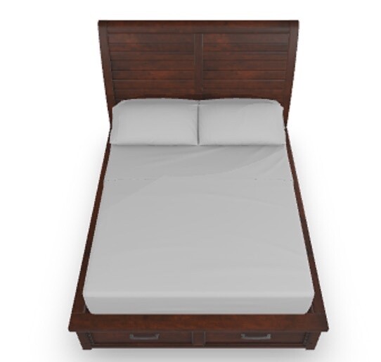 Queen size storage bedset; sturdy, brown, solid wood