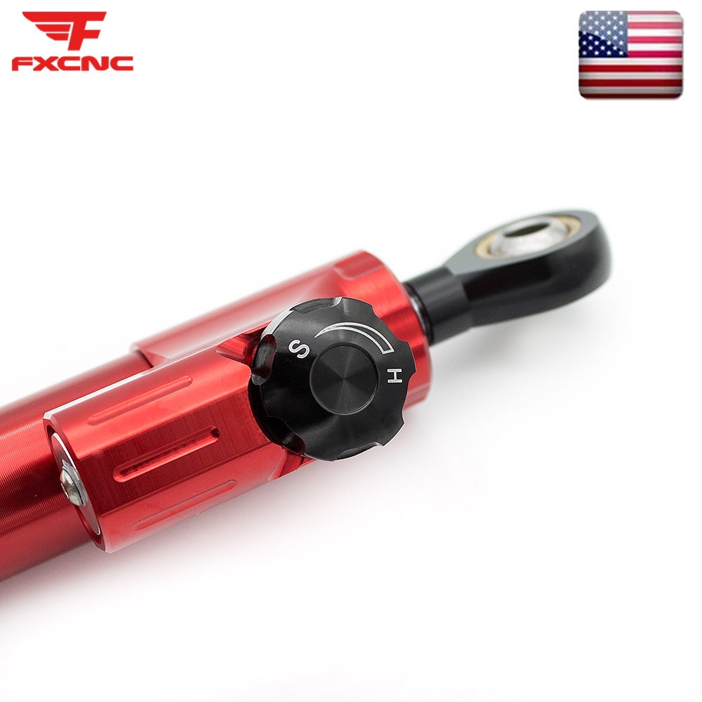 255MM Motorcycle Universal CNC Adjustable Steering Damper Stabilizer Safety Red