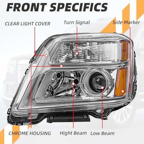 Headlight Assembly Compatible with GMC Terrain 2010 2011 2012 Pair with Bulbs