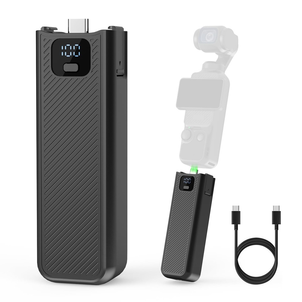 Battery Handle with Digital Display Compatible with DJI Osmo Pocket 3 Creator...