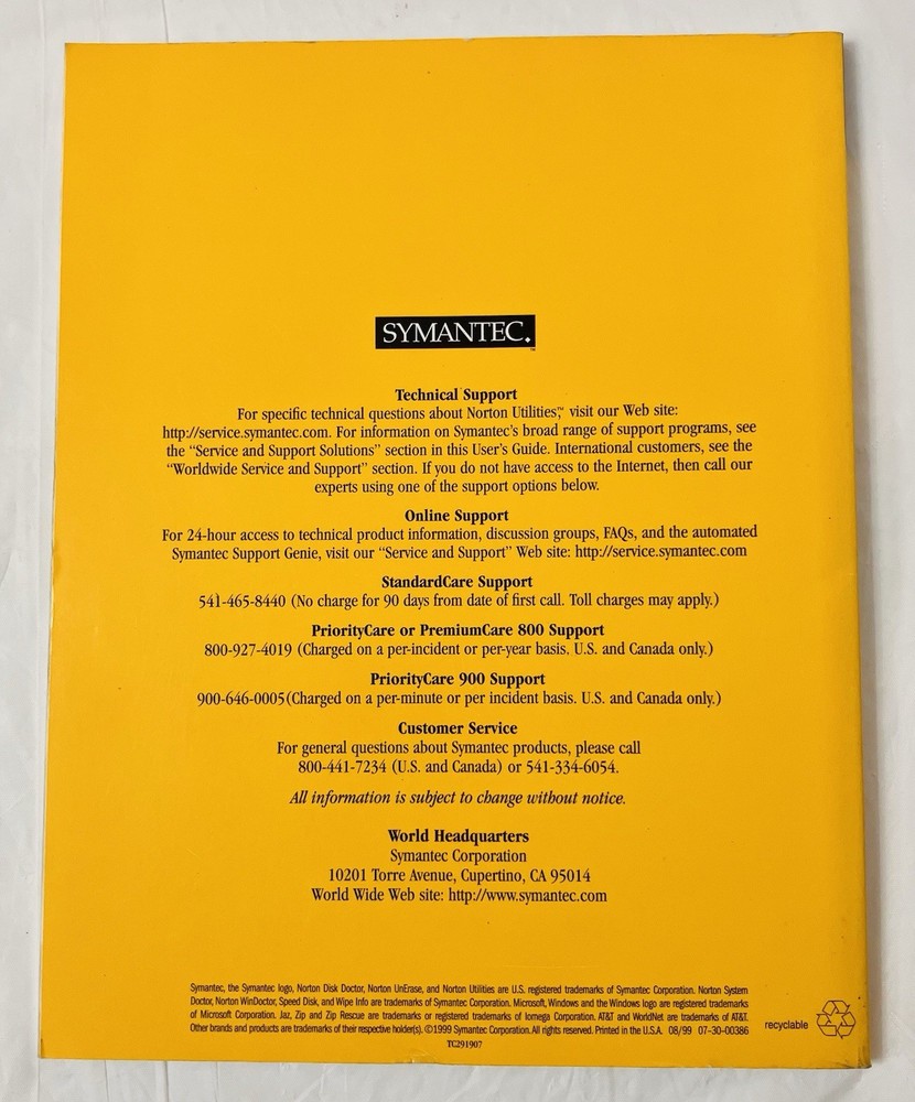 Norton Utilities 2000 v4.5 User’s Guide Symantec Windows 95/98 Reference Manual