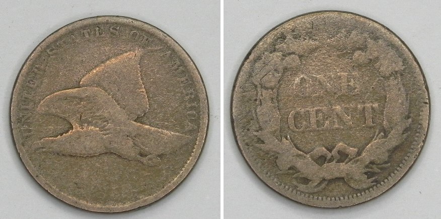 X3290  1858 LL Flying Eagle Cent Penny 1c, Good