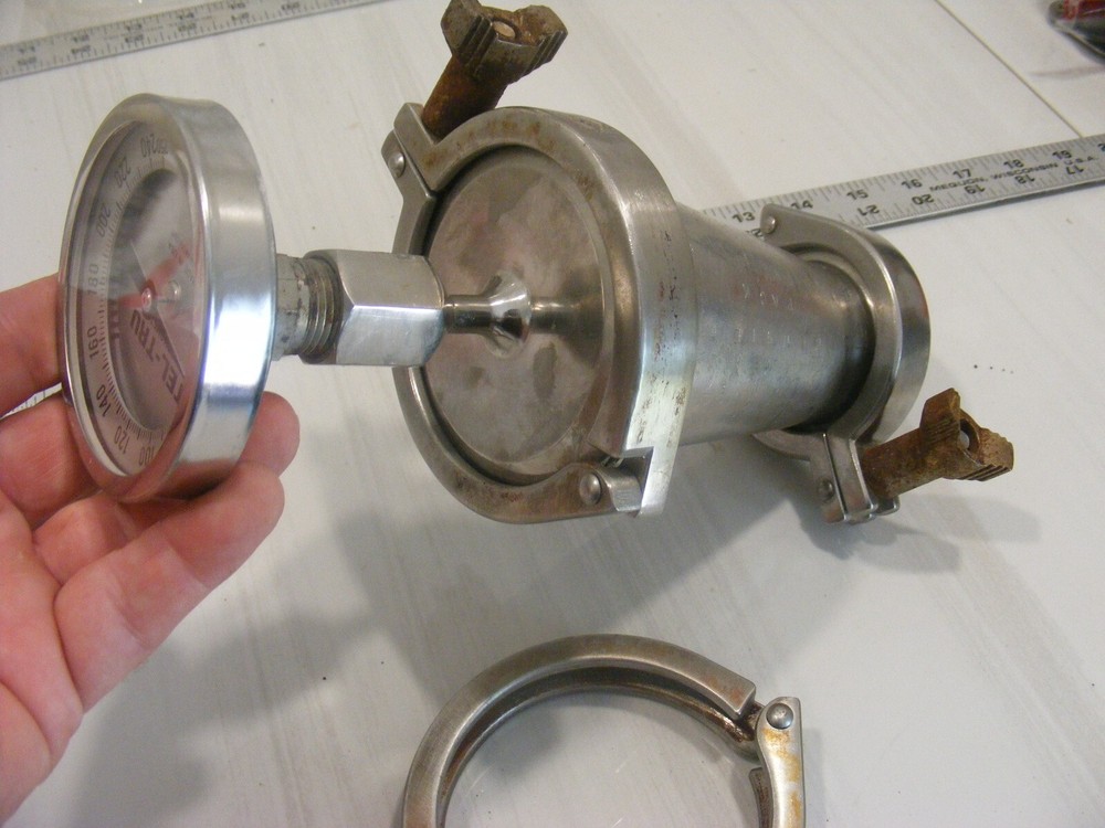 3"X 2" tri clover reducer with inline Thermometer &clamps