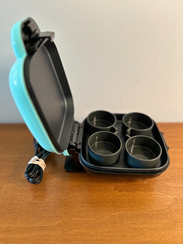 DASH Egg Bite Maker With  4 Silicone Molds Aqua Space Saver
