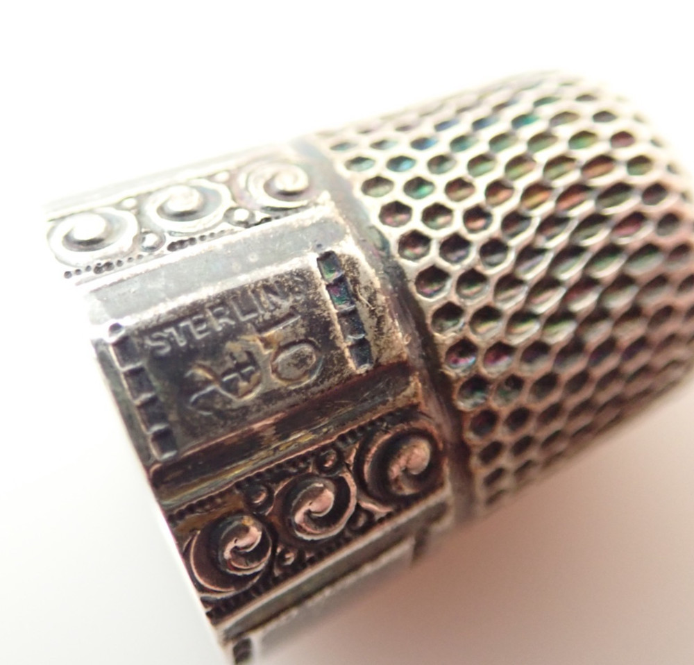Antique Signed Sterling Silver Sewing Thimble 10