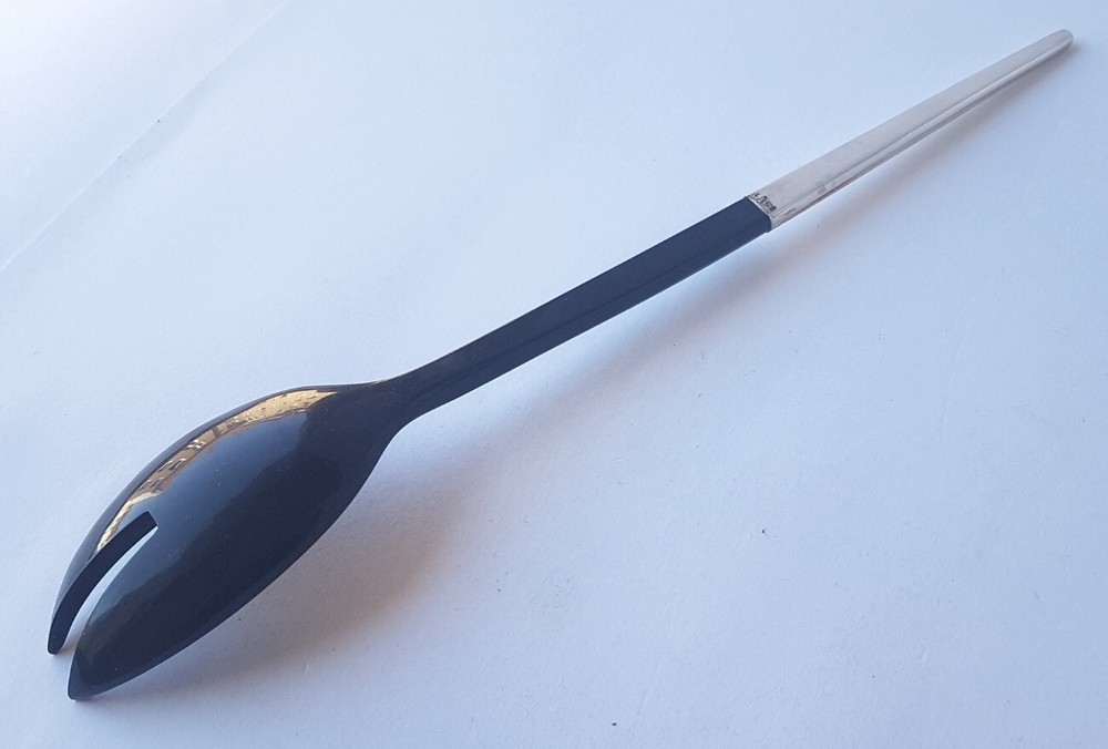 Set Serving Spoon + Serving Fork, 925er Silver, Hermann Bauer, Um 1960 N899