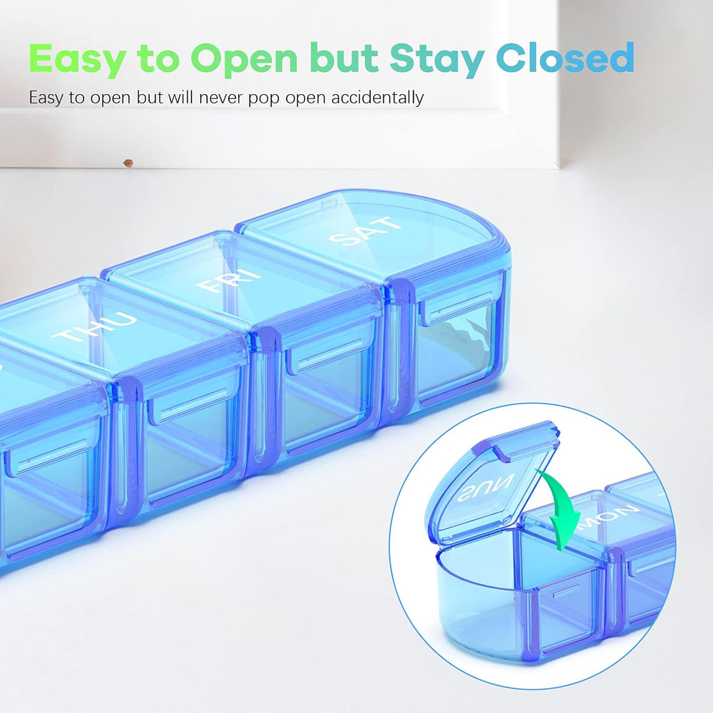 Extra Large Pill Organizer 2 Pack, XL Pill Box 7 Day, Weekly Pill Case with Larg