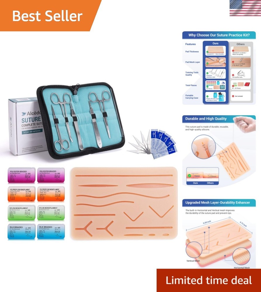 Suture Practice Kit for Medical Students | Complete Set 32 Pieces Include Dur...