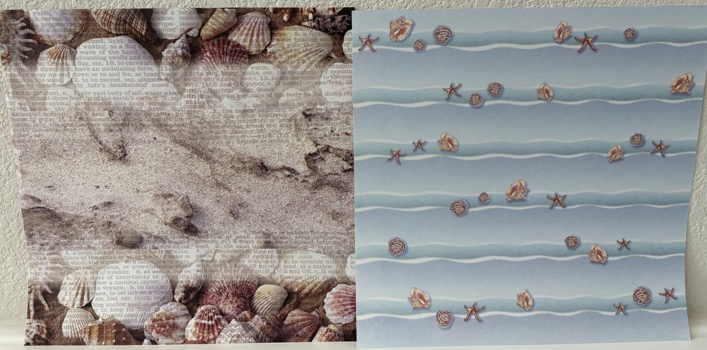 OCEAN, NAUTICAL, SHELLS - 12" x 12" Scrapbook, 5 Single/1 Double-Sided Sheets