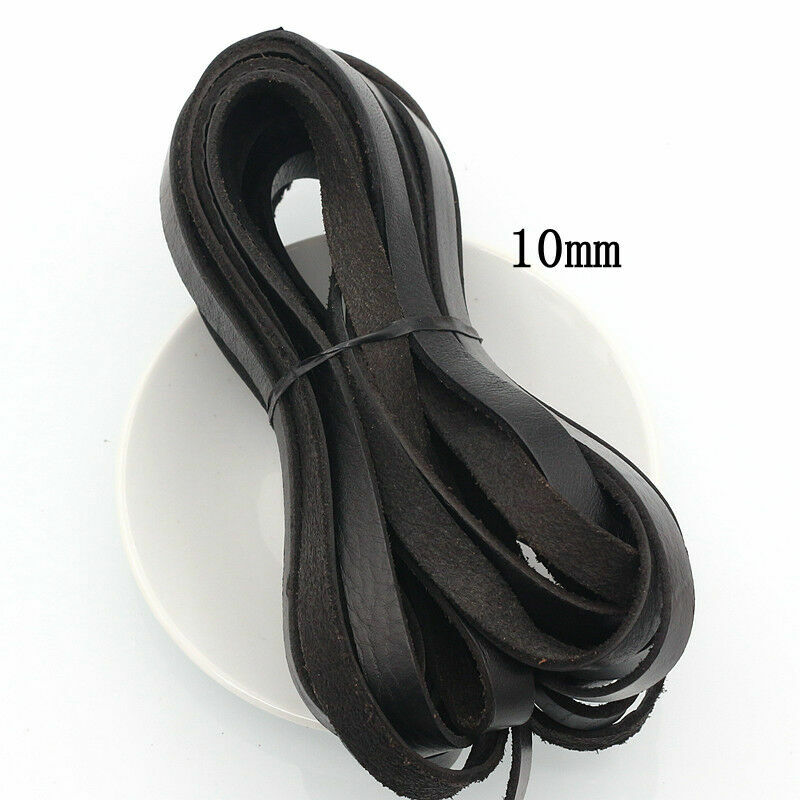 5M Flat Real Genuine Leather Rope Cord Strap String First Layer Cowhide DIY Home