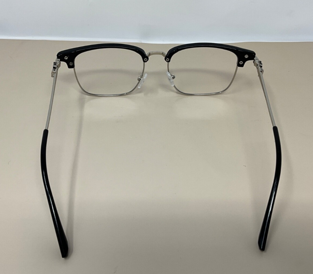 Blue Light Blocking Glasses for Men Anti-Fatigue Rectangle Silver/Black