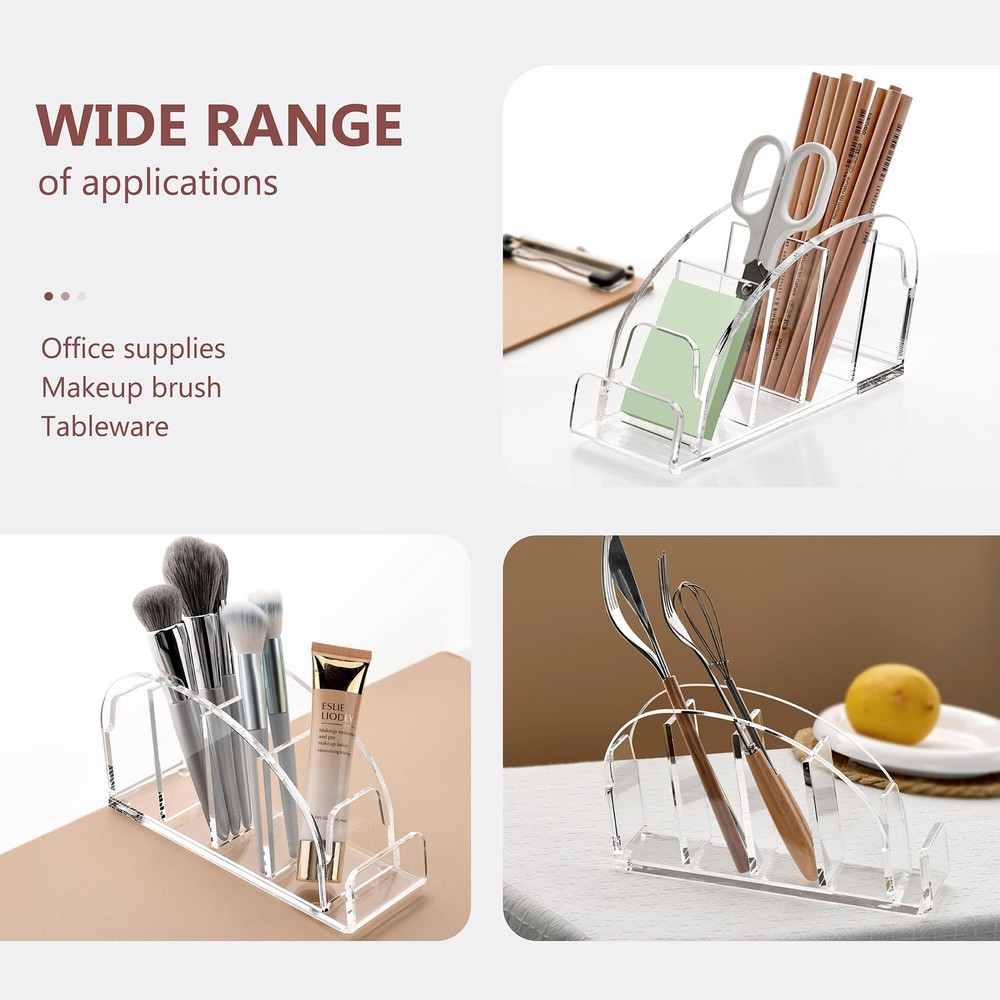 Acrylic 5 Compartments Remote Control Holder, Multi-functional Bedside Couch ...