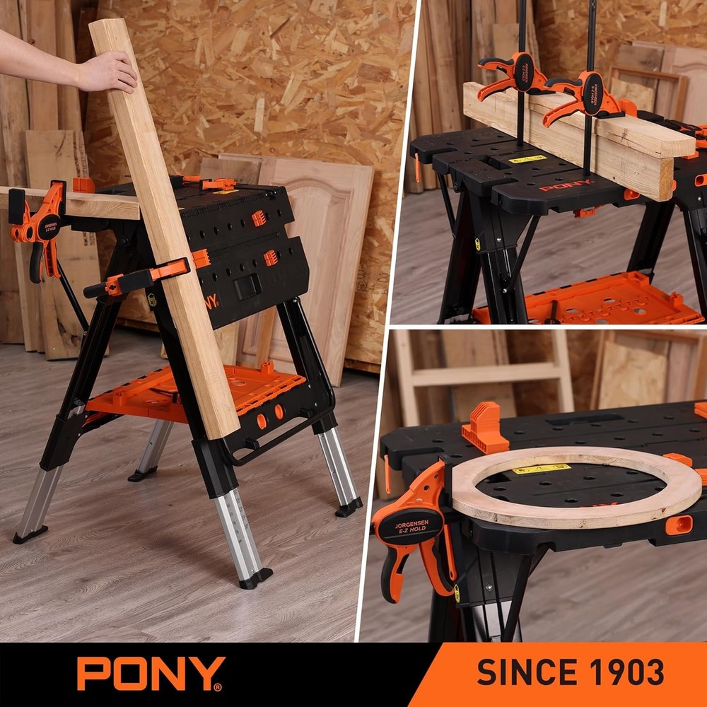 2-in-1 Folding Work Table Sawhorse & Workbench 31"x25"