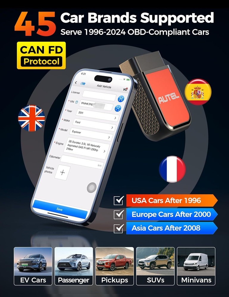 Autel MaxiAP AP2500E OBD2 Code Scanner Dongle Wireless Bluetooth Diagnostic Tool