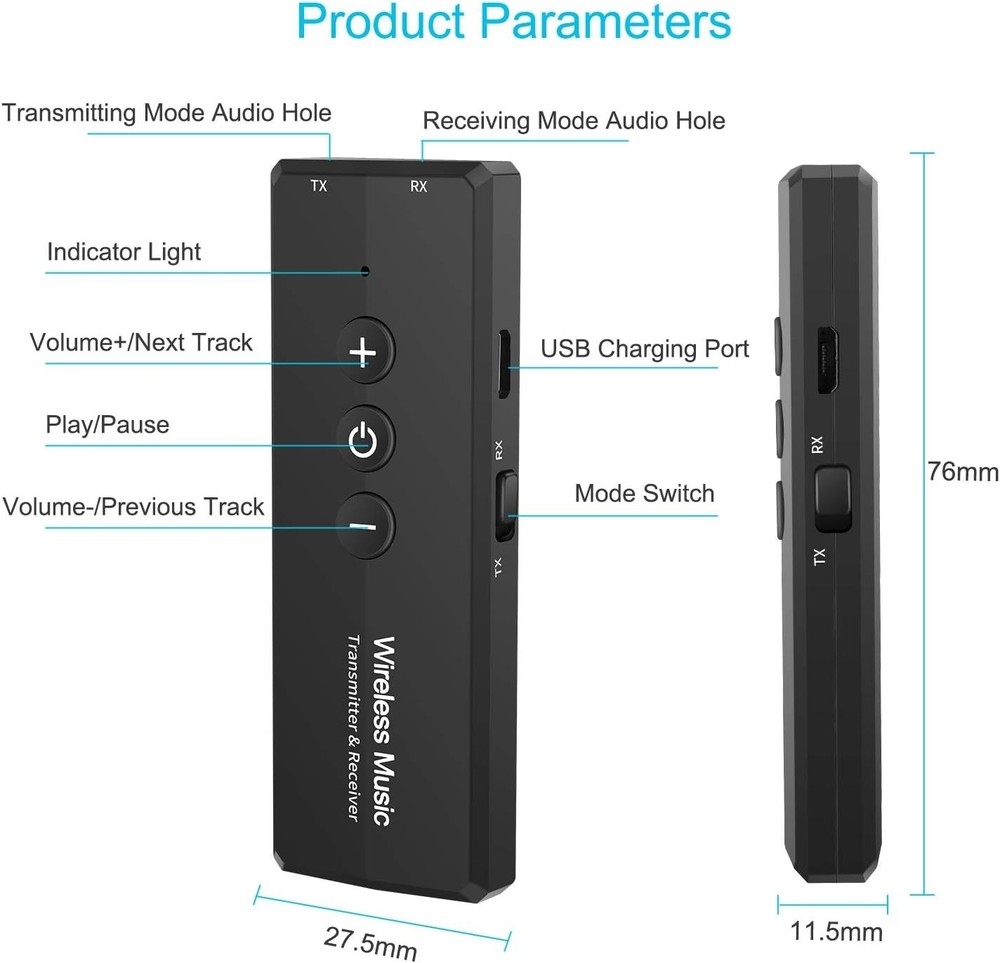 Compact Bluetooth 5.3 Wireless Adapter - 3-in-1 Solution for All Audio Devices
