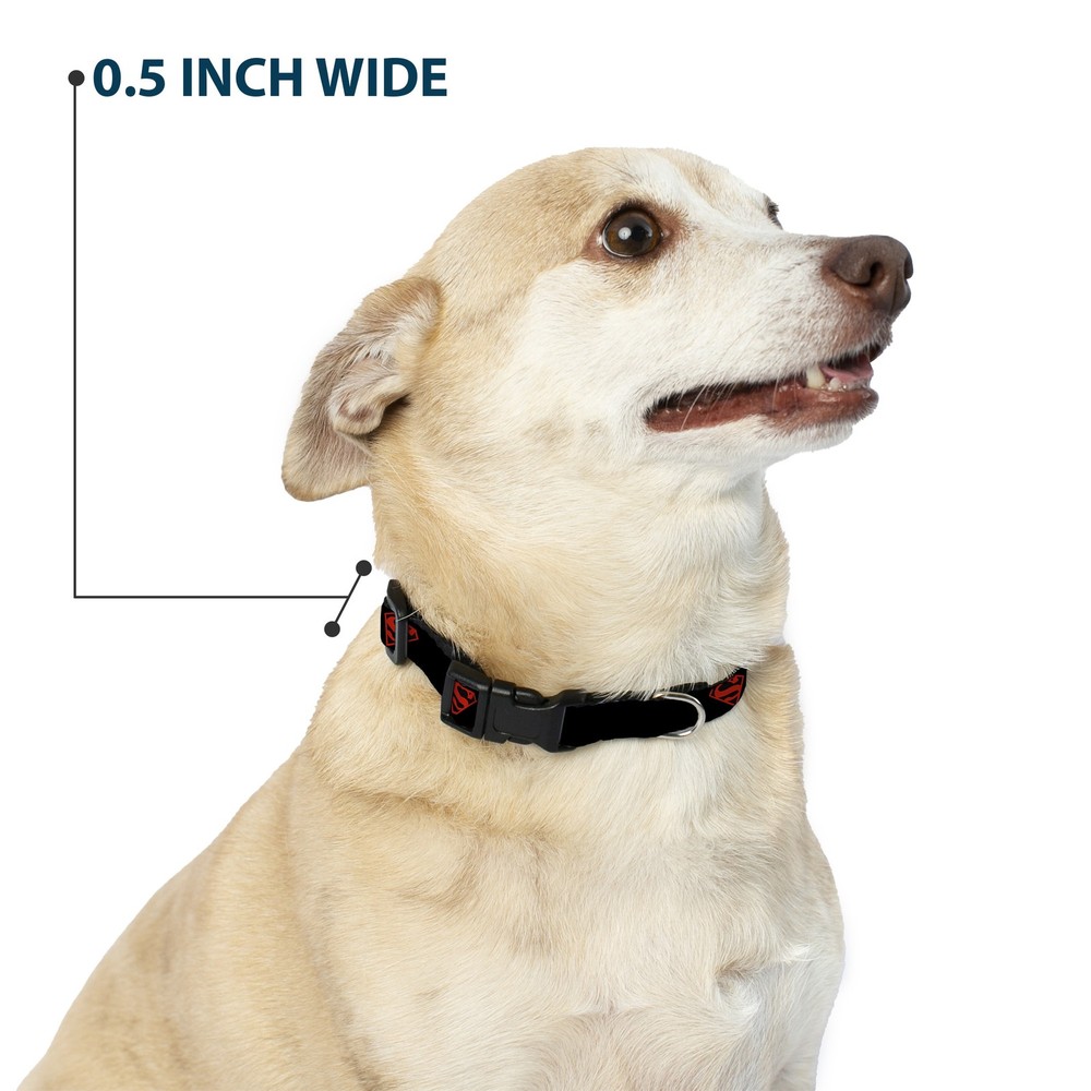 Plastic Clip Collar Superboy Shield Black/Red Medium 11-16.5"
