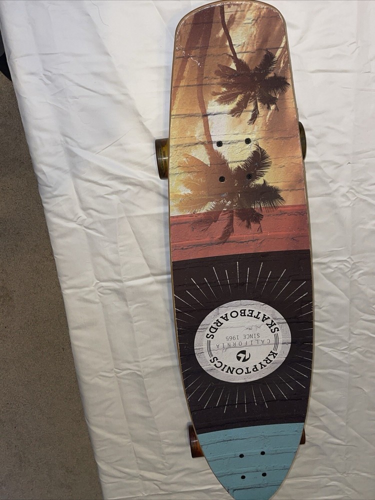 Kryptonics Skateboard Longboard 36" x 9" Sunset Palm Trees Art