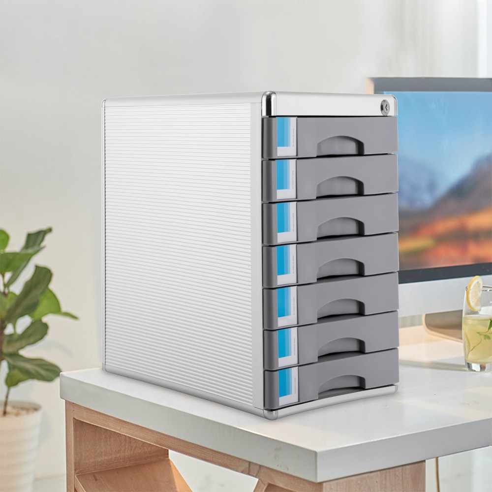 7 Drawers Letter Document Cabinet Drawer Storage Lockable Desktop File Organizer