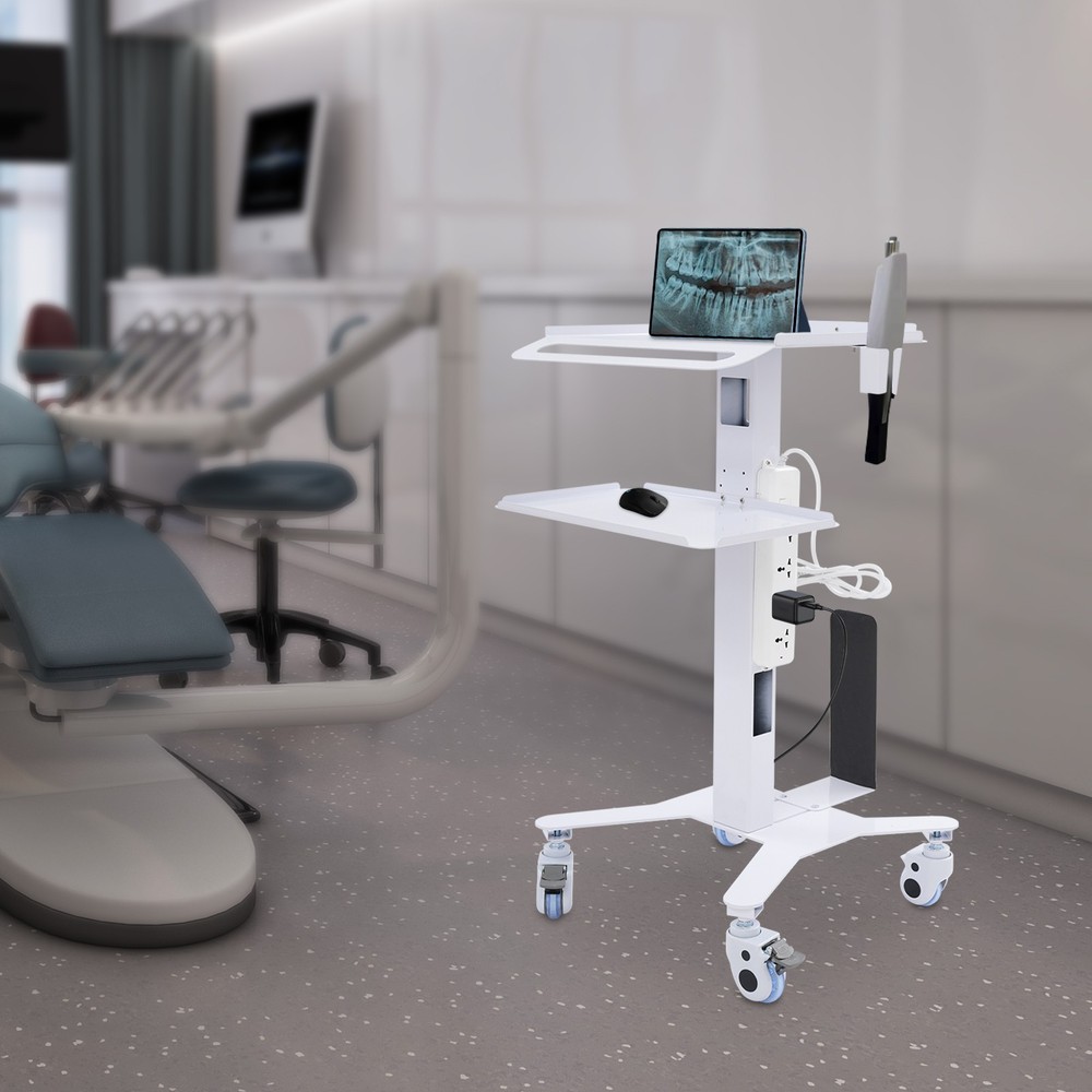Mobile Computer Cart Medical Rolling PC Stand Desk Workstation Wheel Adjustable