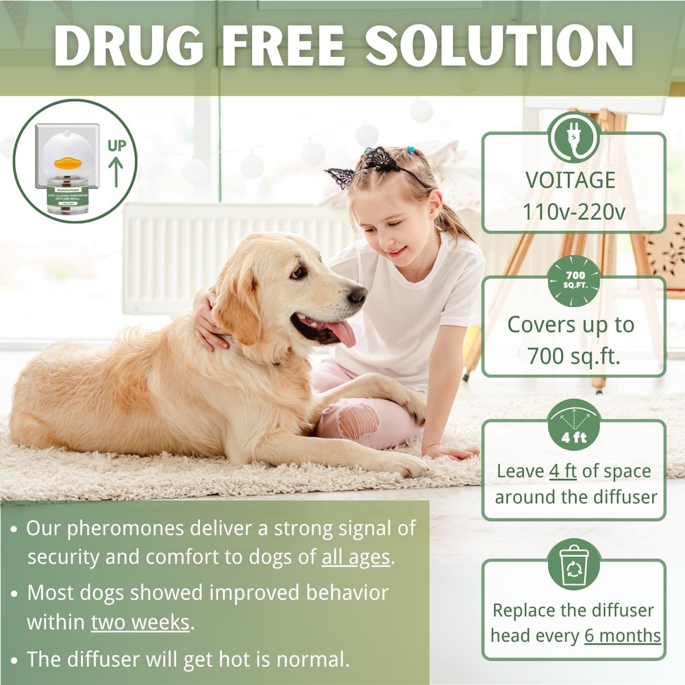 Dog Pheromone Calming Diffuser Kit, Calming Diffuser for Dog (2 Plug-Ins & 4×...