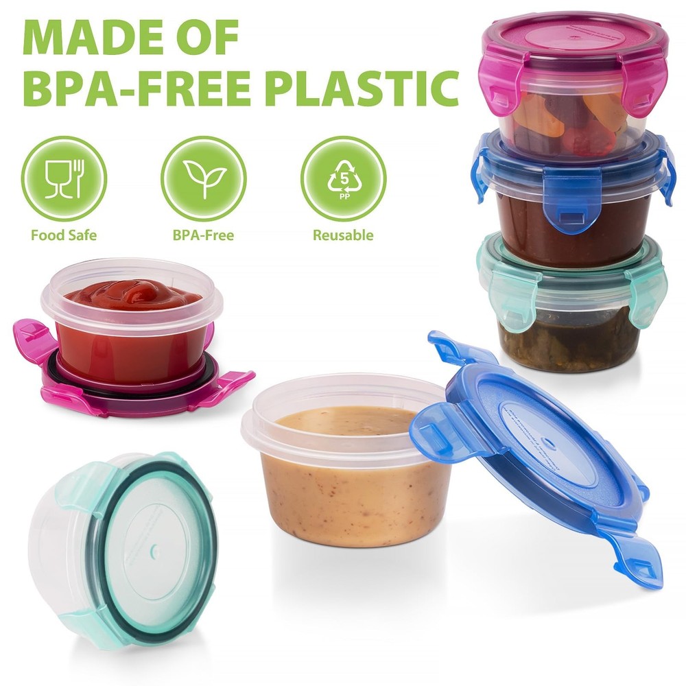 Freshmage Salad Dressing Container to Go, [6 Pack] 2.7 oz Small Condiment Con...