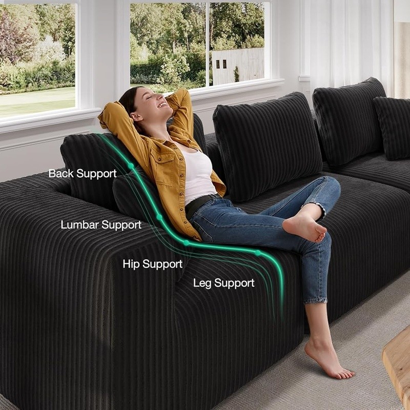 Modular Sectional Sofa Zero Assembly Lightweight Plush Smart Coil Support New