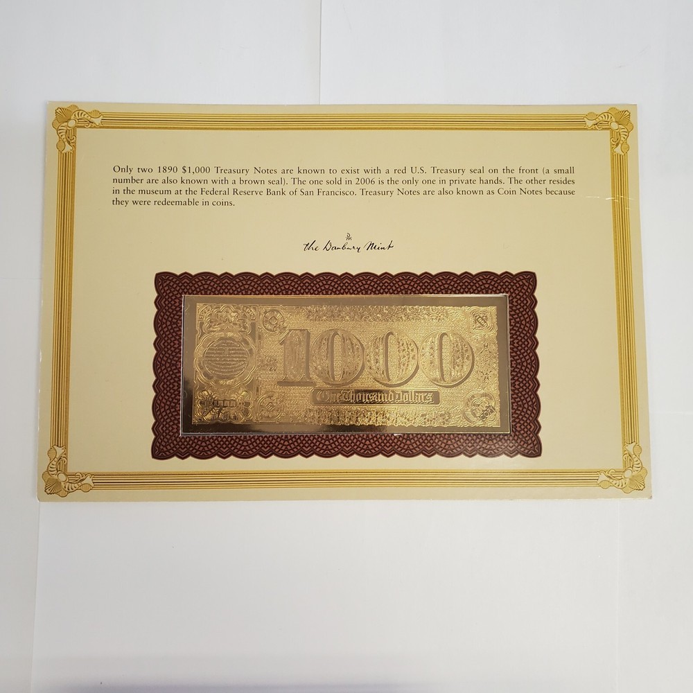 1890 $1000 TREASURY NOTE GOLD PLATED COPY