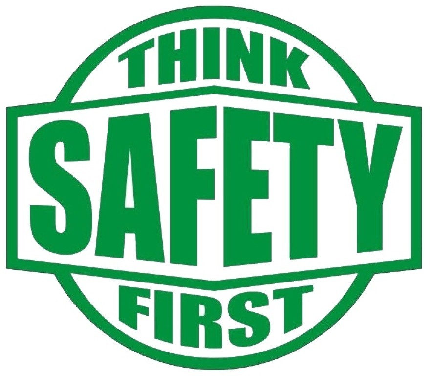 THINK SAFETY FIRST HARD HAT STICKER GREEN ON WHITE HARD HAT STICKER TOOLBOX