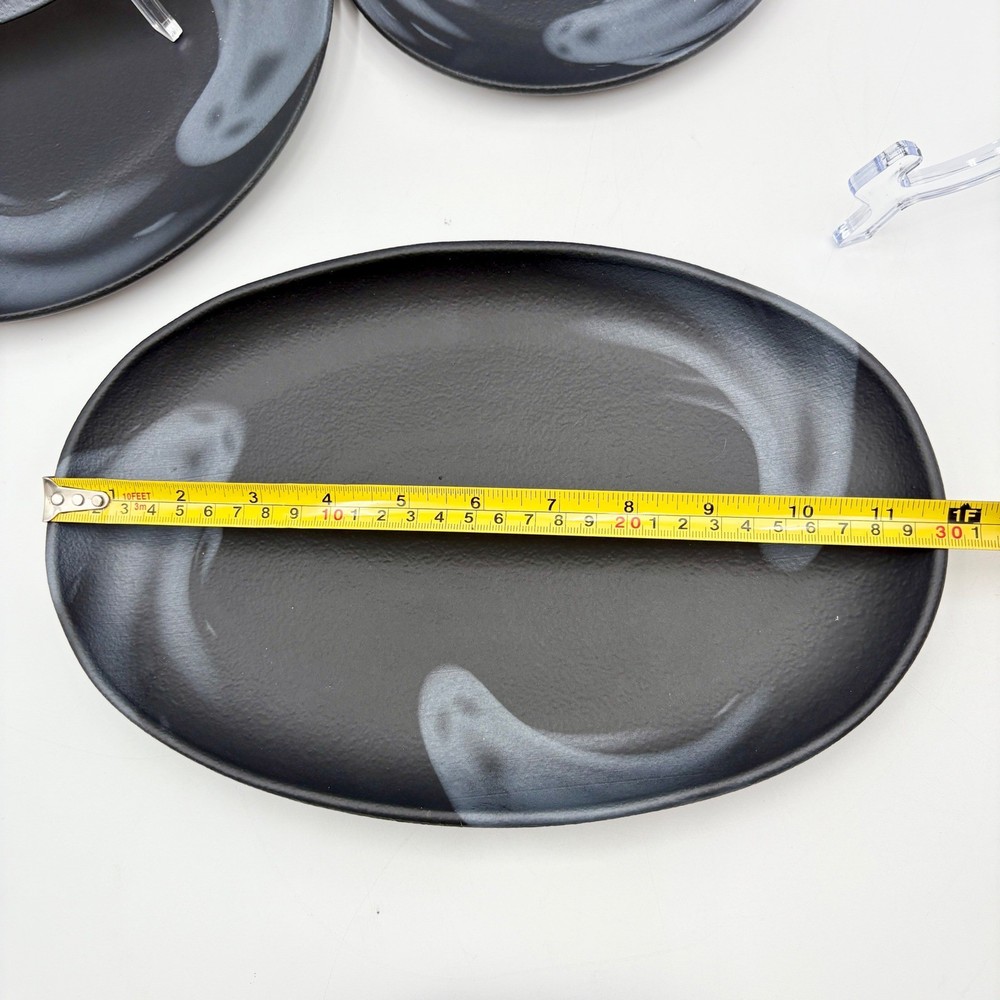 Halloween Black Ghost Dinnerware 7pc Set, Dinner, Salad Plate, Bowl, Platter