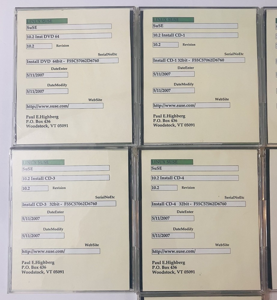 openSUSE 10.2 Linux Install Set (7-Disc Set) DVD + CDs 1–6 Novell 32/64-bit