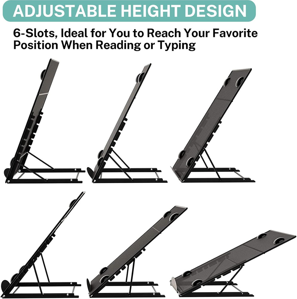 Foldable Desktop Document Holder Stand with 6 Viewing Angles Black