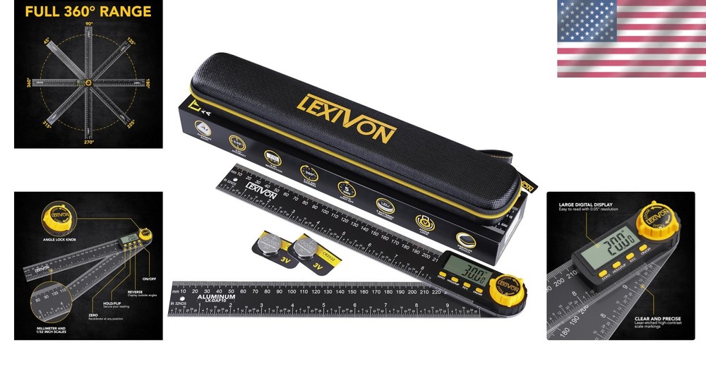 Multi-Purpose 10-Inch Protractor with Simple Interface & Rugged Zippered Case