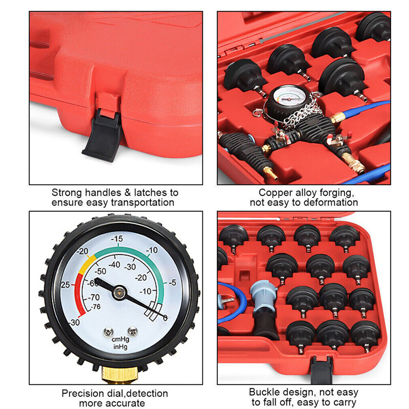 28PCS Universal Radiator Pressure Tester Vacuum Type Cooling System Refill Kit