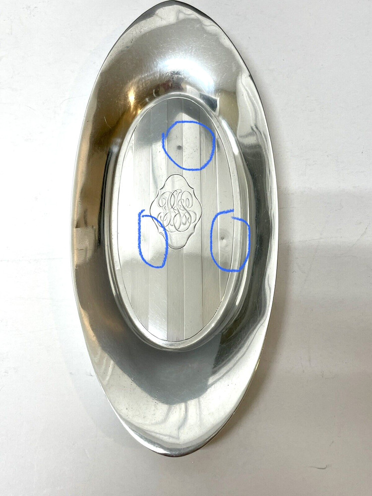 Alvin Sterling Silver Oval Dish Monogrammed 40.5 Grams