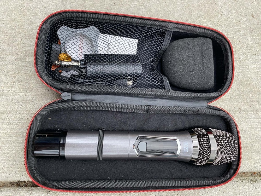 Wireless Handheld Karaoke Microphone Silver Black Cordless On/Off Switch