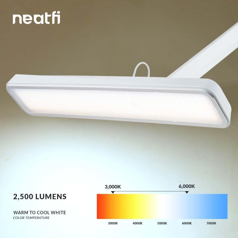 XL 2500 Lumen LED Task Lamp - 5 Modes, Dimmable, Eye-Caring Light