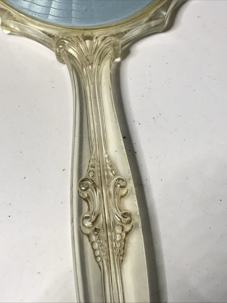 Vintage Mirror Handheld LUCITE Plastic VANITY Large (U)