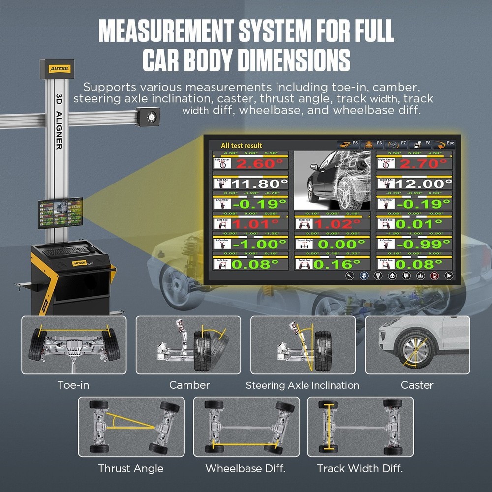 AUTOOL 3D Wheel Alignment Machine Tracking Tire Aligner System Fully Automatic